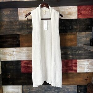 NWT Eileen Fisher Sweater Cotton Cream White Vest Duster Cardigan Large